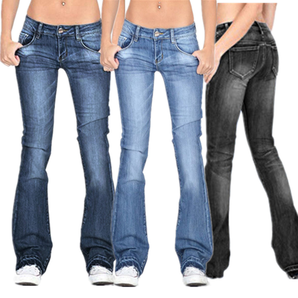 Cross-border European and American e-commerce women's all-match tights hot-selling micro-flared pants solid color trendy pants jeans women