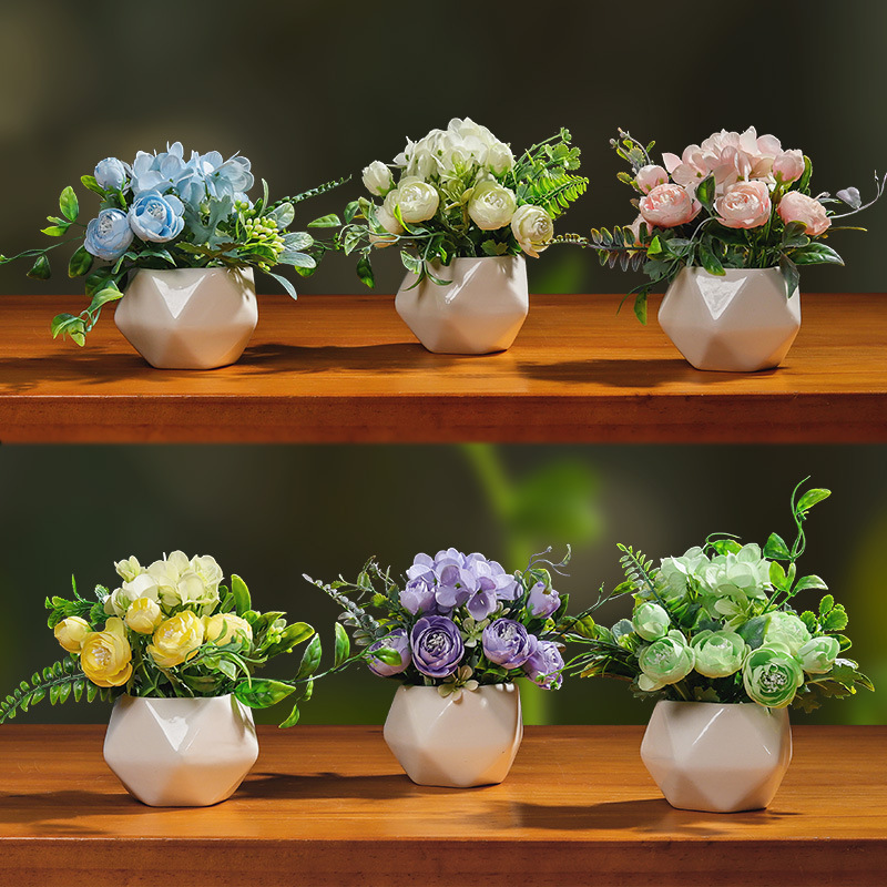 Északi egyszerű geometrikus művirágdíszek nappali étkezőasztal cserepes növénydíszek otthon zöld növény bonsai virágdíszek_voghion.com