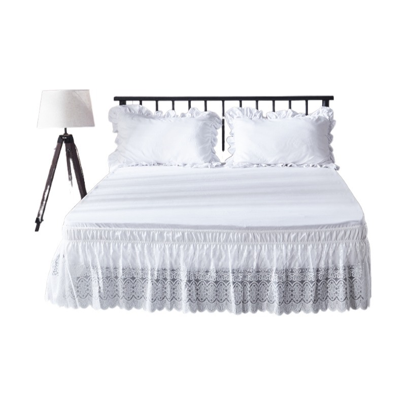 Cross-border Lace elastic Bed skirt wholesale foreign trade elastic simple Bed white bedspread Lace Bed Ruffles