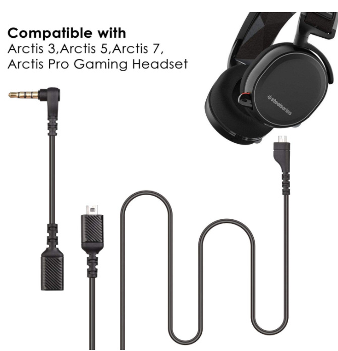 Applicable to Arctis 7/Arctis 5/Arctis 3/,Arctis Pro earphone sound card cable cold ice leather cable