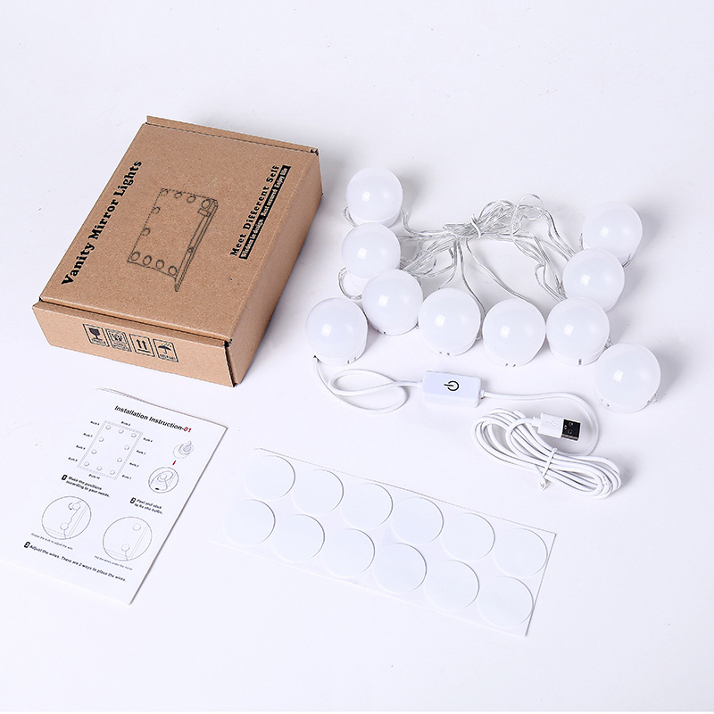 Hollywood mirror headlight makeup mirror bulb three-color dimming makeup light source manufacturers led mirror bulb