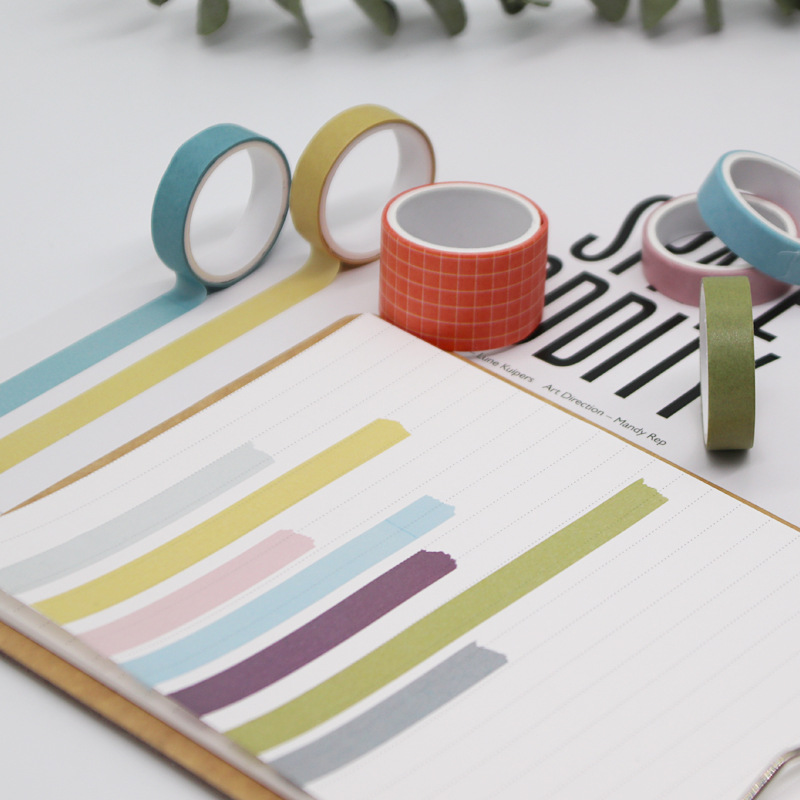 New solid color salt system and paper tape 10 rolls suit student basic diary hand account material diy decorative stickers