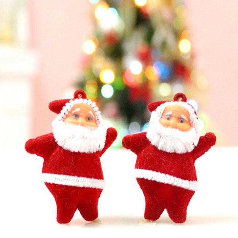 新しいミニサンタクロースストラップ祝日パーティークリスマスツリー装飾ペンダントカラー金粉クリスマス人形|undefined