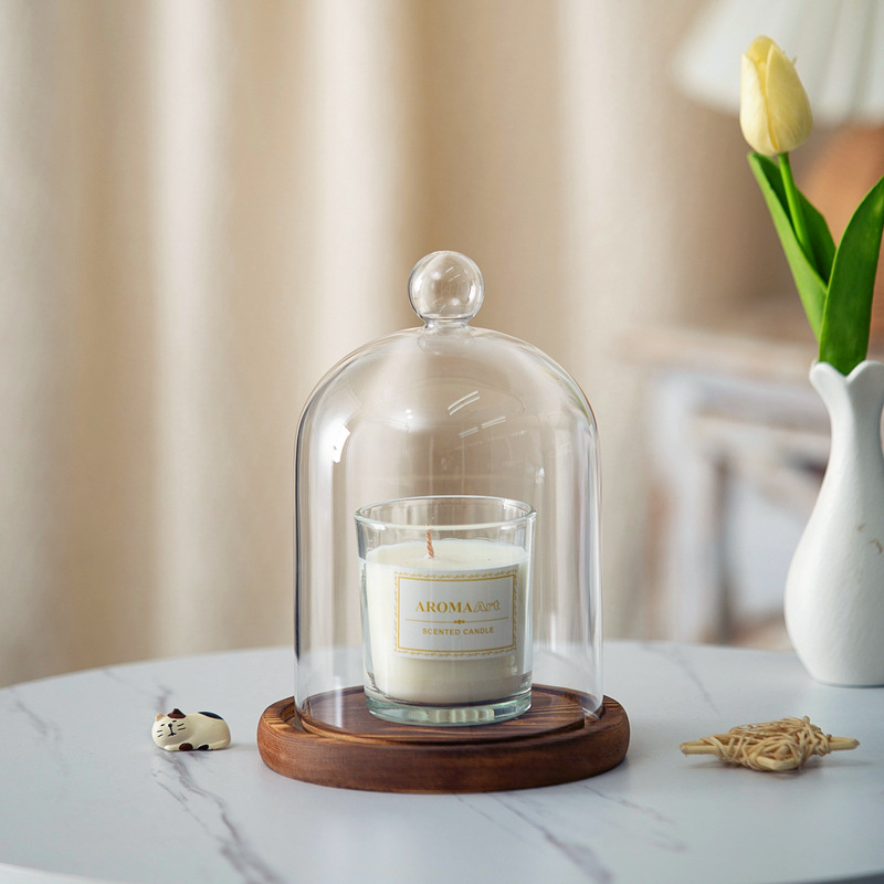 Eternal Flower Dust-proof Glass Cover Hand-made Bubble Matt Blind Box Wedding Building Blocks Aromatherapy Candle Extinguishing Candle Cover Display Box