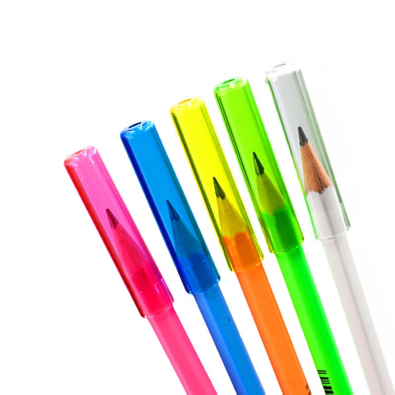 Three Fun Simple Color Transparent Pencil Cap Plastic Pencil Cover Pencil Cover Primary School Extender Universal for Children
