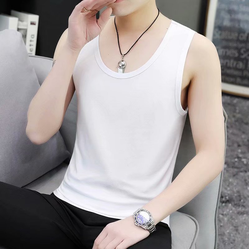 Trendy Brand Site Work Vest Men's Spring and Summer Youth Wear Bottoming Waistcoat Sports Sweatshirt Solid Color Sleeveless T-shirt