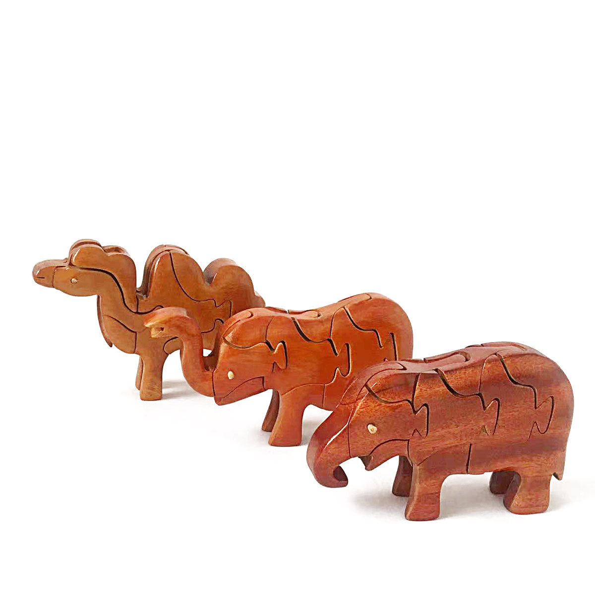 Twelve Zodiac Luban lock full set of wooden children's puzzle unlock mortise toy model Kong Ming lock animal building blocks