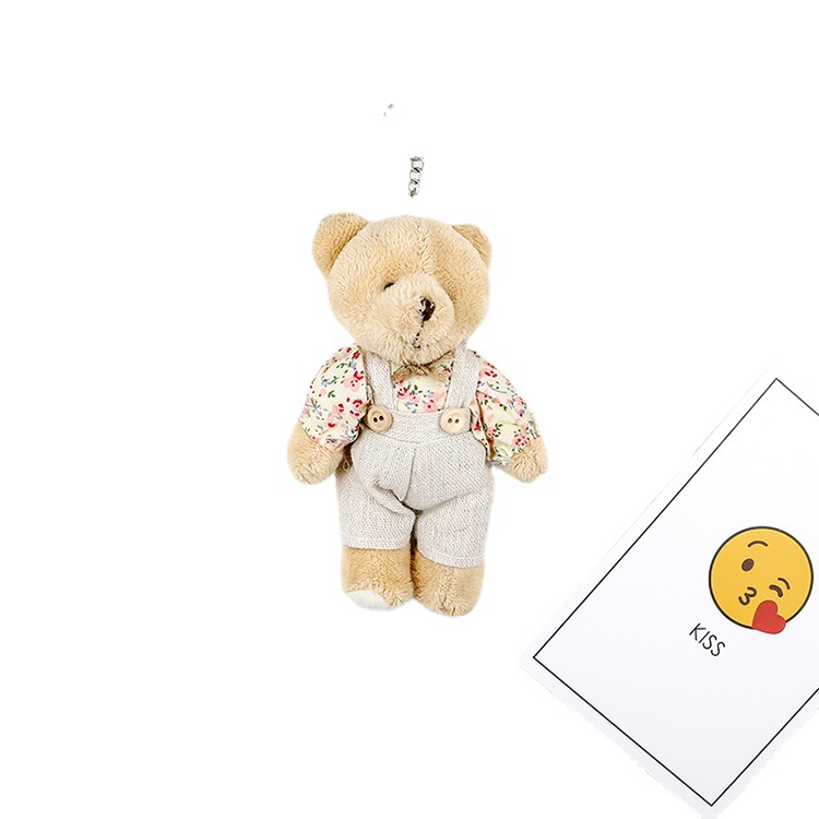 Paula New Couple Bear Plush Toy Linen Bear Plush Pendant Keychain Bag Hanging Claw Machine Doll