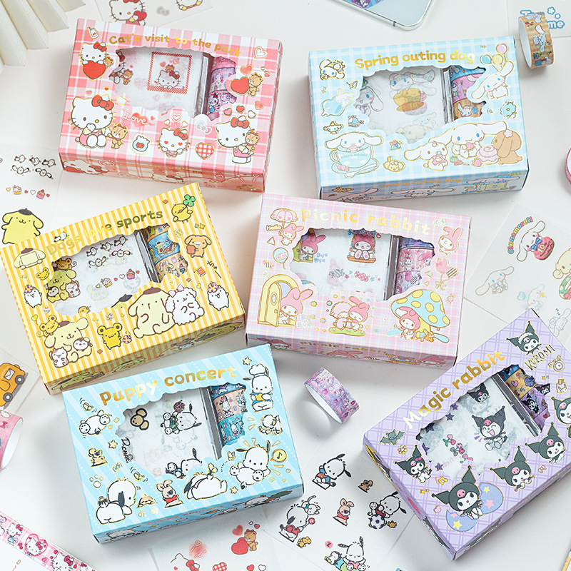 Lingpet series hand account and paper tape gift box suit sanliou cartoon decorative diary material stationery stickers