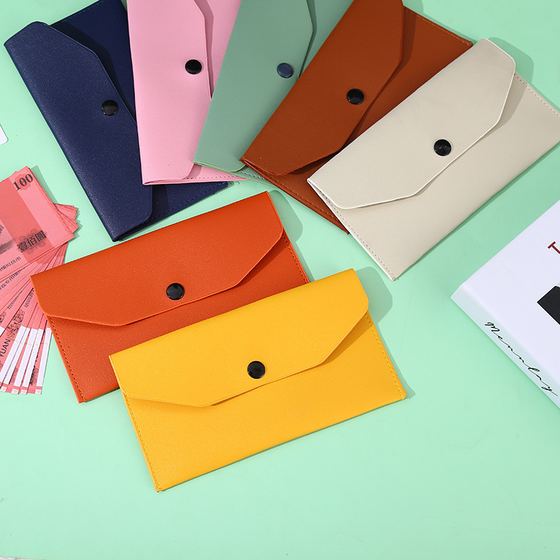 Foreign Trade New Color Leather Small Wallet Passbook Ins Style Envelope Coin Purse Card Bag Imitation Leather Glasses Storage