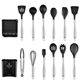 12-piece set of stainless steel hollow handle silicone kitchenware set kitchen storage bucket cooking spatula and spoon egg beater set