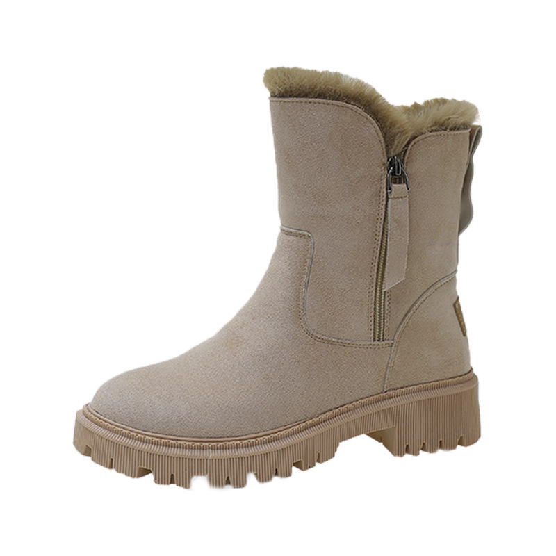 Plus size thick warm snow boots women 2023 Winter new boots women British style cotton shoes women zipper fleece-lined cotton boots