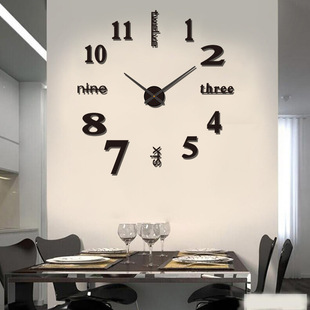 Creative Punch-free diy Wall Clock Living Room Bedroom Clock Personalized Nordic Simple Mute Clock Decorative Wall Sticker Clock
