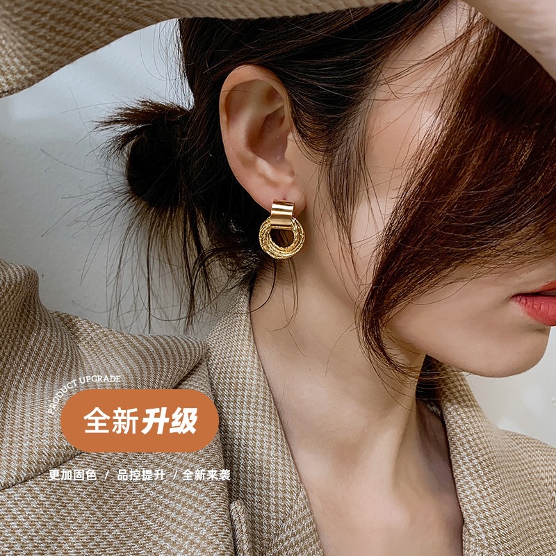 法式復古金屬耳釘女小眾設計感氣質高級大氣耳飾耳環2023新款洋氣