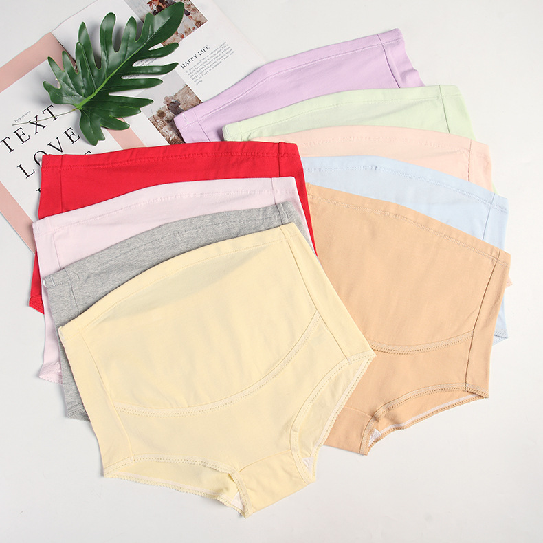 solid-color-high-waisted-maternity-panties-breathable-adjustable-abdomen-support-seamless-pregnancy-underwear