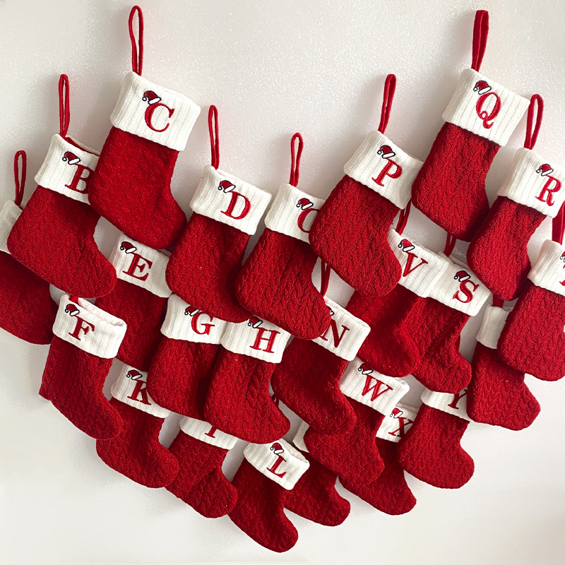 2023 spot foreign trade exquisite Christmas socks wool knitted Christmas socks letter socks Christmas pendant gift bag wholesale
