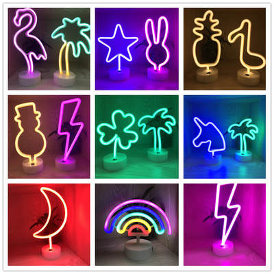 Cross border LED desktop neon light contour light cat modeling light Flamingo base night light decorative light snowman I