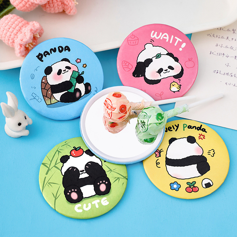 ins cartoon panda mirror student portable makeup mirror small mirror cartoon cute makeup small round mirror