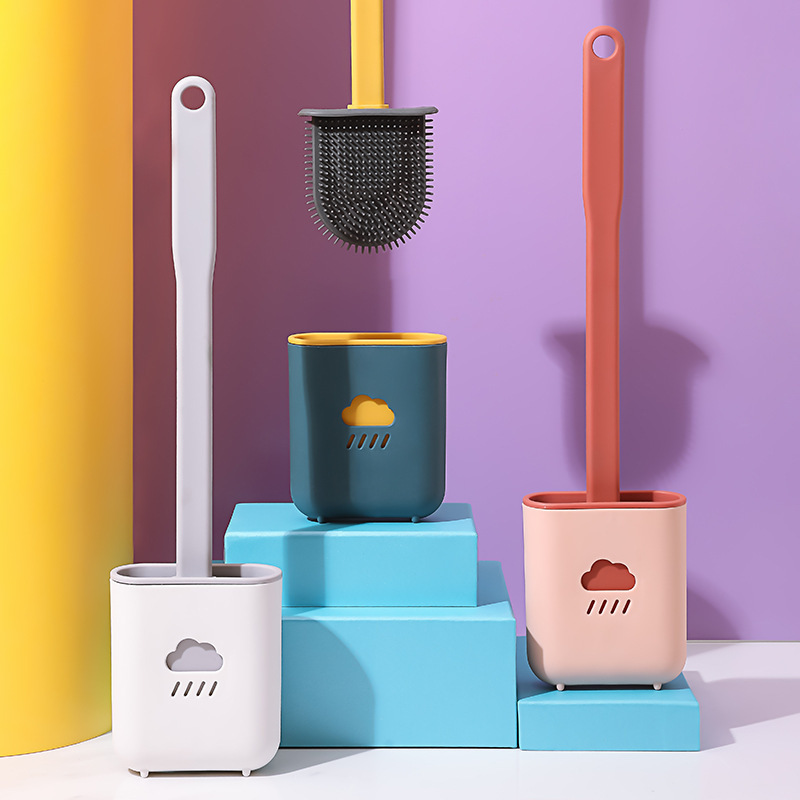 Toilet Wall-mounted Cloud Toilet Brush Decontamination Silicone Toilet Brush No Dead Angle Toilet Soft Rubber Brush