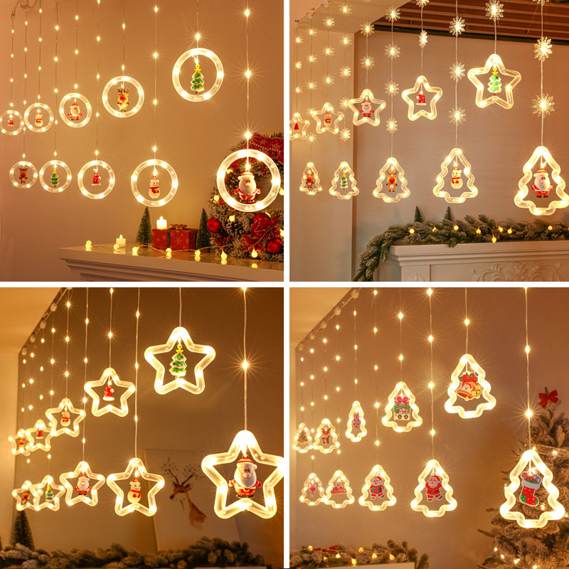 Christmas decorative light star light string room curtain light atmosphere LED color light flashing light wishing ball ice strip light