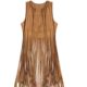In Stock European and American style shawl suede tassel vest coat women's sleeveless mid-length vest outer wear