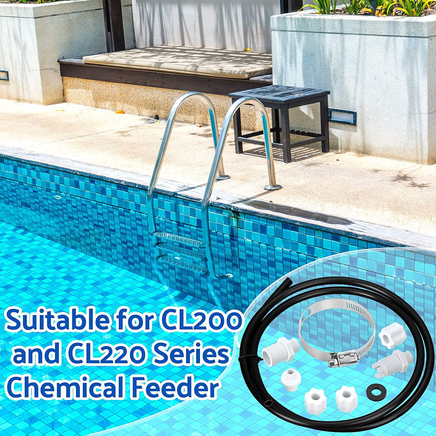 Hayward CLX220 feeder hose chlorine feed connecting pipe nut washer saddle clamp