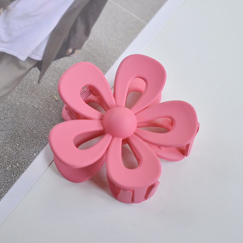 Cross-border  new plastic large flower scratch clip seamless spray paint frosted hair claw clip shark clip wholesale_voghion.com