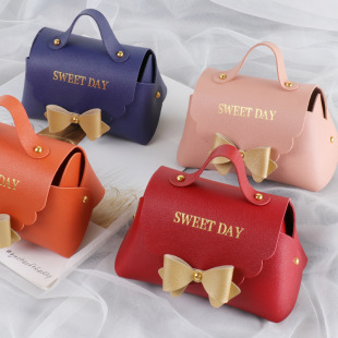 New leather handbag gift box leather candy box gift table candy bag candy gift box in stock