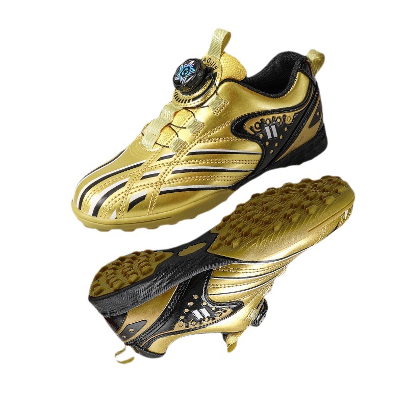 Cross-border spot gold Children's rotating buckle football shoes boys and girls sports shoes broken nails Primary School students competition training shoes