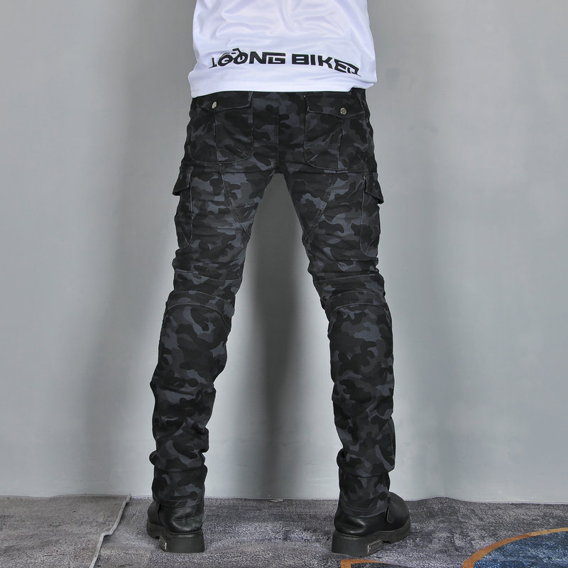 VOLERO Wo Rum Gong Motorcycle Riding Pants Retro Motorcycle Jeans Camouflage Multi-Bag Overalls Break Pants