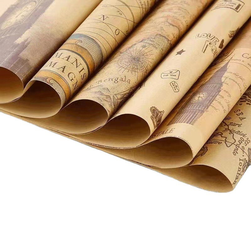Spot manufacturers wholesale net red cowhide wrapping paper retro bouquet wrapping paper book cover gift box wrapping paper