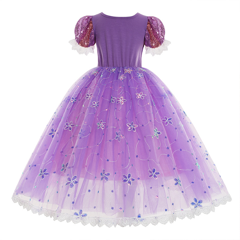 Cross-border foreign trade princess dress Halloween children's clothing new dress long hair sequins princess dress long hair Princess a generation