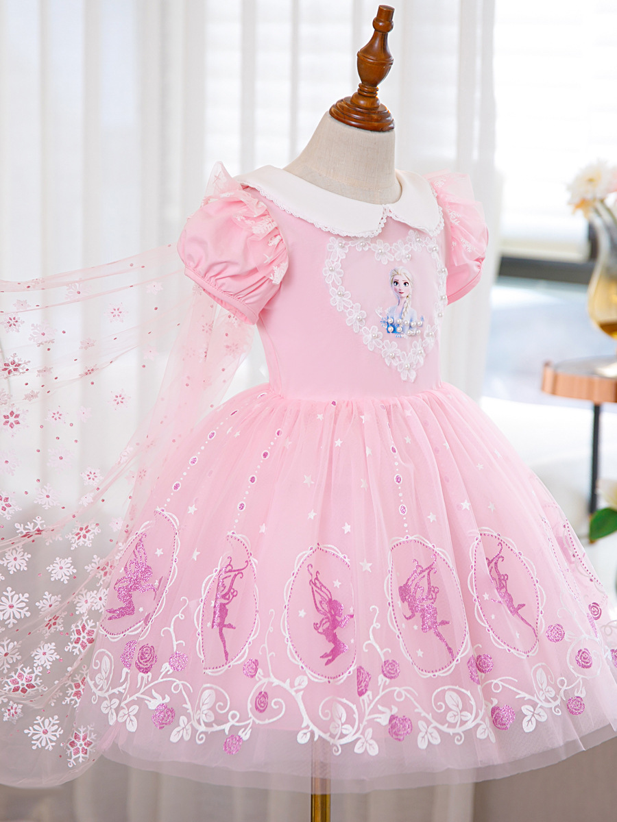 2023 Spring and Summer Stylish Frozen Dress Aisha Princess Dress Aisha Cape Dress Baby Puff Yarn Dress