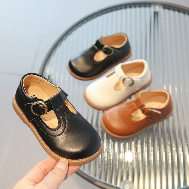 Black Men's and Women's Leather Shoes 2023 Spring New British Style Small Leather Shoes Children's Princess Shoes College Style Small Single Shoes