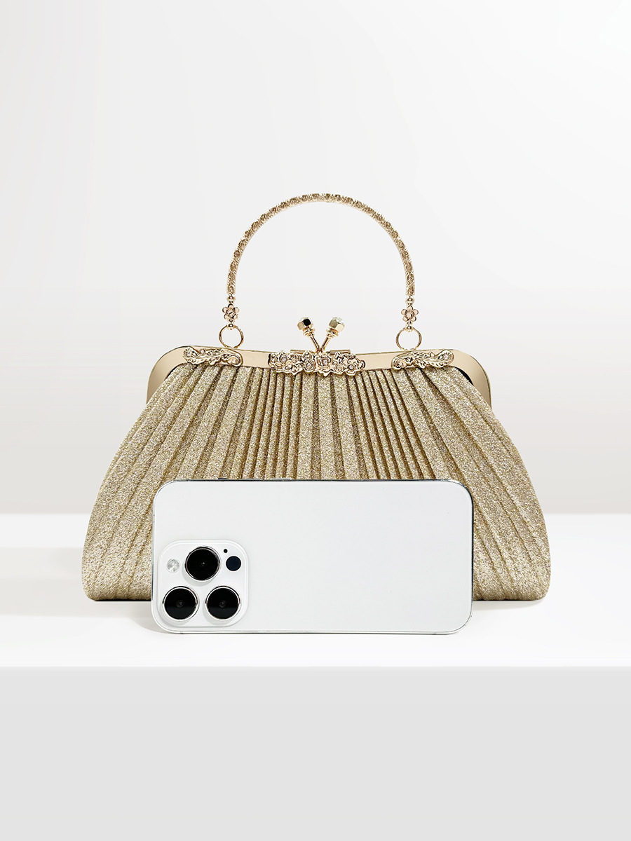 Cross-border e-commerce 2023 retro handbag cheongsam women's bag banquet evening dress bag pleated Bride wedding banquet bag