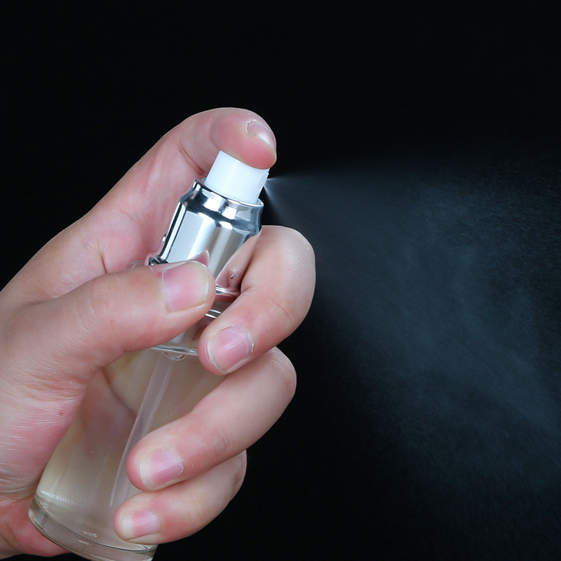 in stock Wholesale 100ml Transparent Press Bottle Glass Cosmetic Bottling 60ml Essence Spray Empty Bottle Printing