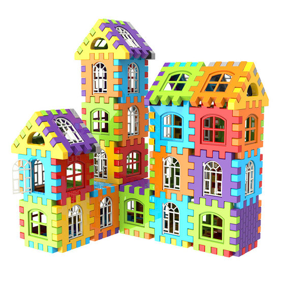 Children's Large Particle Square Plastic Building Blocks House Benefiting Intelligence Early Education Assembled Kindergarten Boys and Girls Castle Toys
