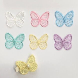 Organza embroidery butterfly headdress accessories hair clip accessories DIY hand account patch patch Chinese clothing shoes and socks accessories