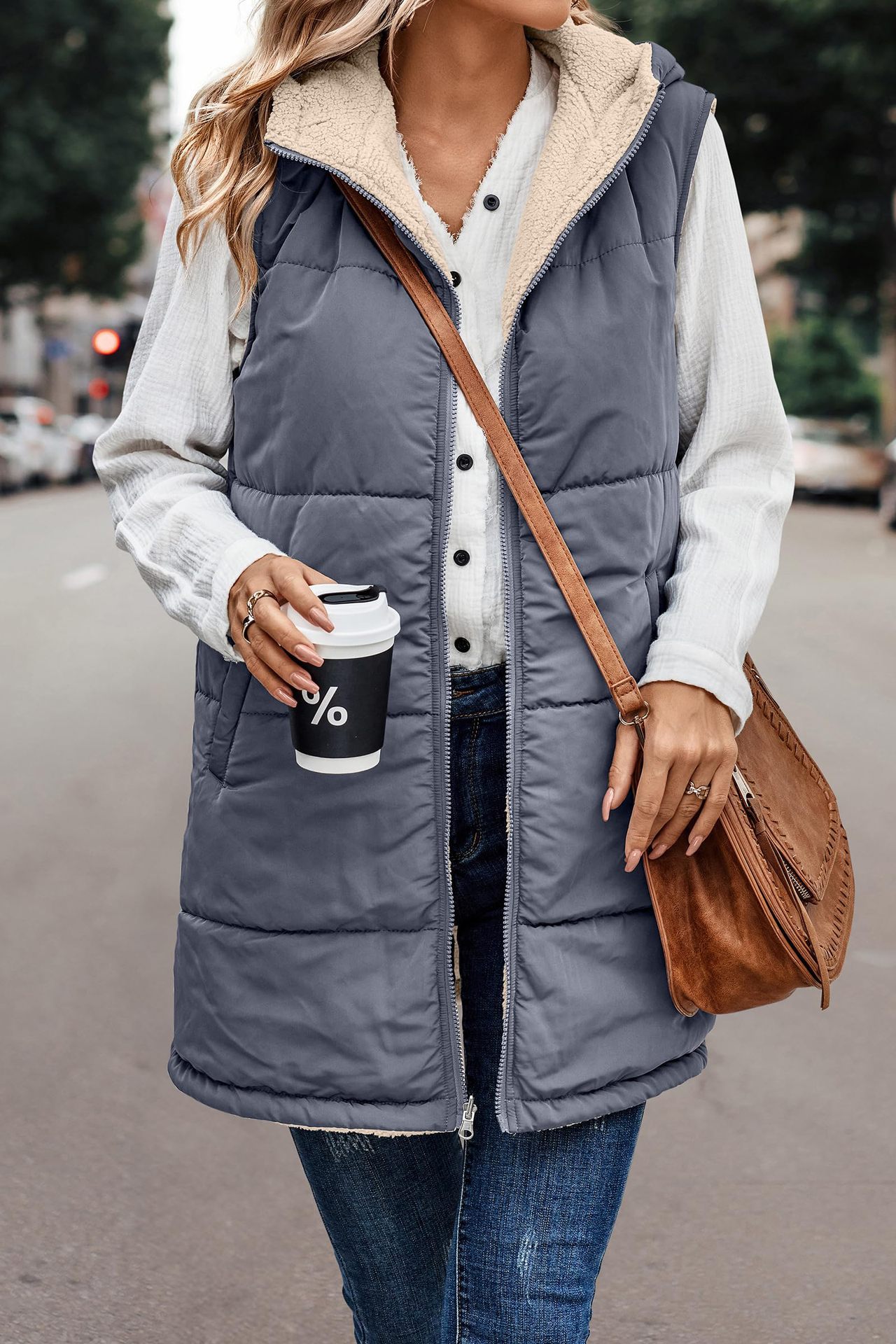 In stock 2023 new European and American solid color hooded cotton-padded vest double-sided warm cardigan windproof coat_voghion.com