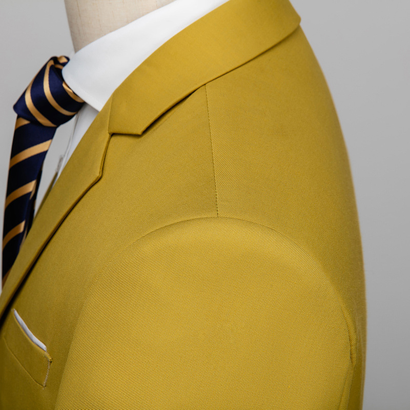 2023 Spring and Autumn New Men's Business Slim-fit Suit Three-piece Fashionable One Button Large Size Wedding Dress