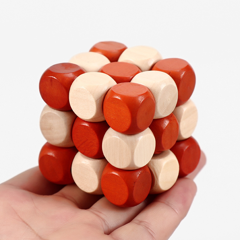 Children's Puzzle Luban Lock Kongming Lock Toy Dragon Swing Tail Classical Intelligence Development Teaching Aids Learning Wood Rubik's Cube