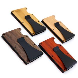 Factory Direct sales peach wood grain card holder credit card case anti-theft brush RFID wooden wallet card holder bank card box