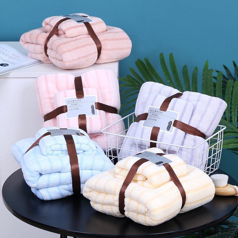 [Toalla + Toalla de baño conjunto de dos piezas] Coral traje de lana al por mayor regalo Toalla de retorno suave absorbente conjunto de niño y madre