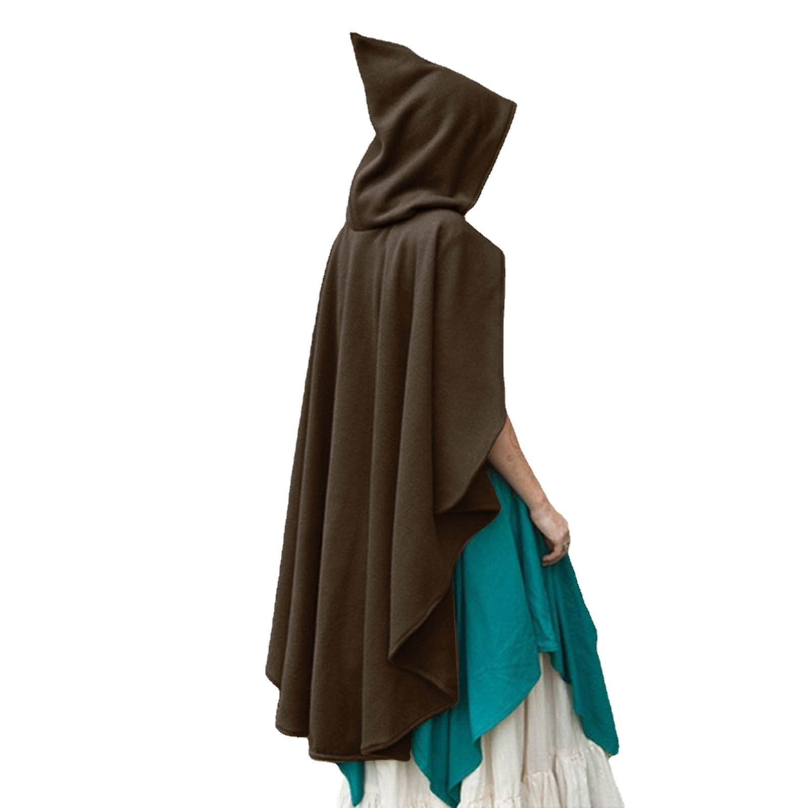 Cross Border Christmas Medieval Lady Hooded Cape Poncho Halloween Winter Women's Golden Velvet Vampire Factory