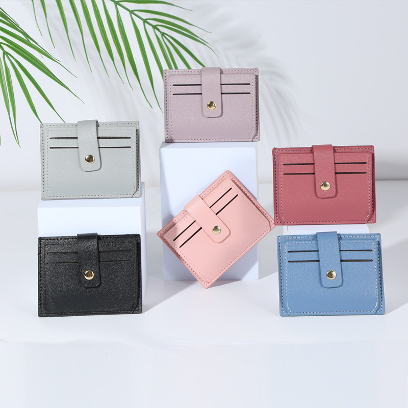 New Bag Card Bag PU Leather Women's Simple Fashion Classic Solid Color Drawstring Snap Coin Purse for Women ins