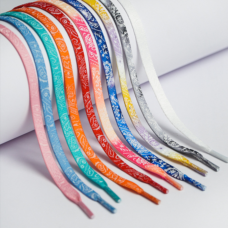 Wholesale adaptation AJ1AF1blazer luminous splash ink cashew flower shoelaces cross-border exclusive for luminous shoelace rope a pair