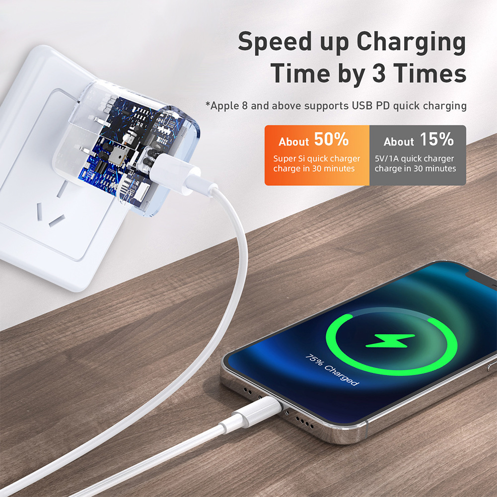 Suitable for Apple 13 mobile phone fast charging charger PD20W European and American British iPhoneX adapter flat wall charging head