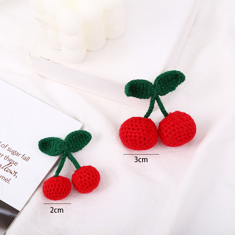 Handmade wool Cherry jewelry hand hook cherry hat accessories big bag accessories woven cotton thread hand hook flower
