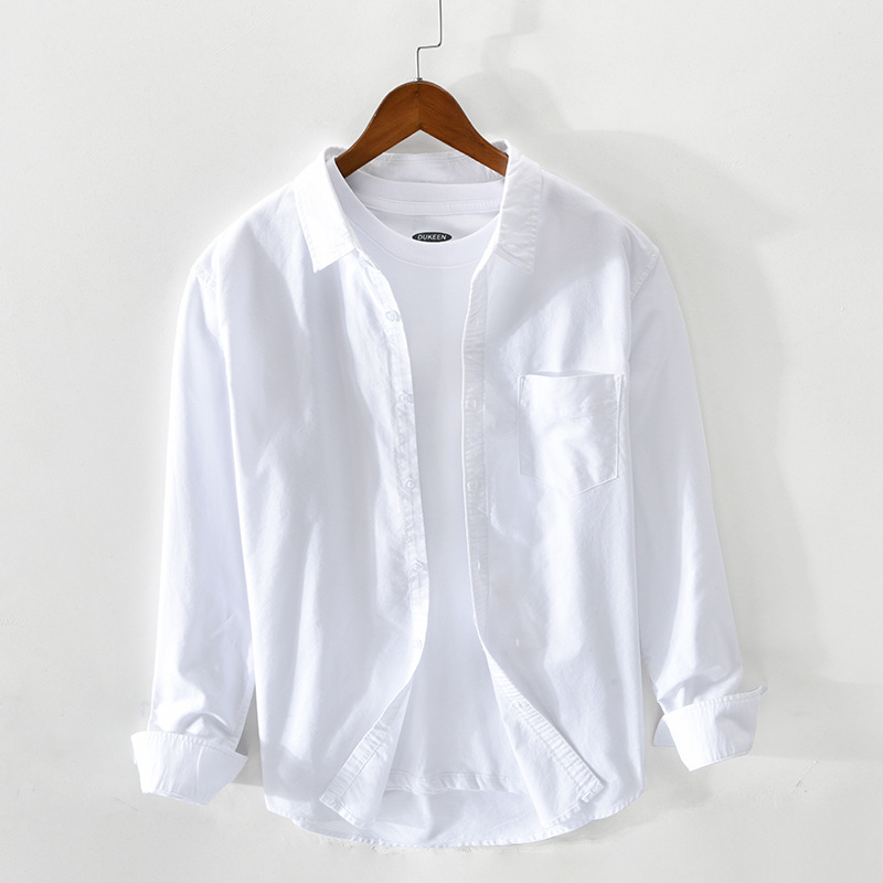 New Japanese men's Oxford cloth breathable cotton literary loose long sleeve men's shirt a generation of 749