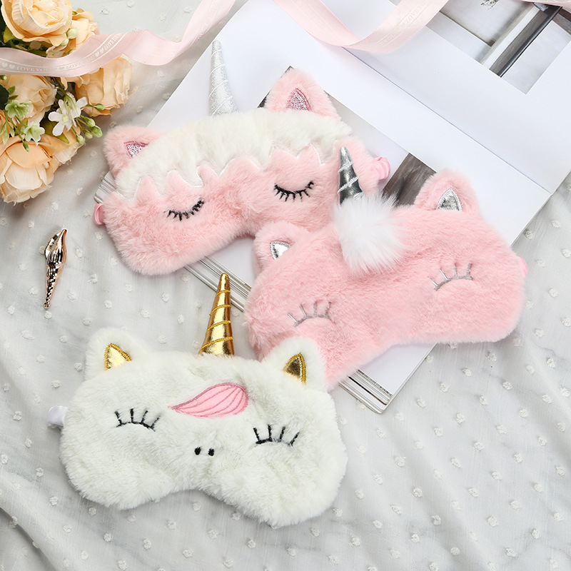 Cute Fluffy Unicorn Eye Mask Lunch Break Shading Eye Protection Comfortable Sleep Eye Mask Factory Direct Wholesale